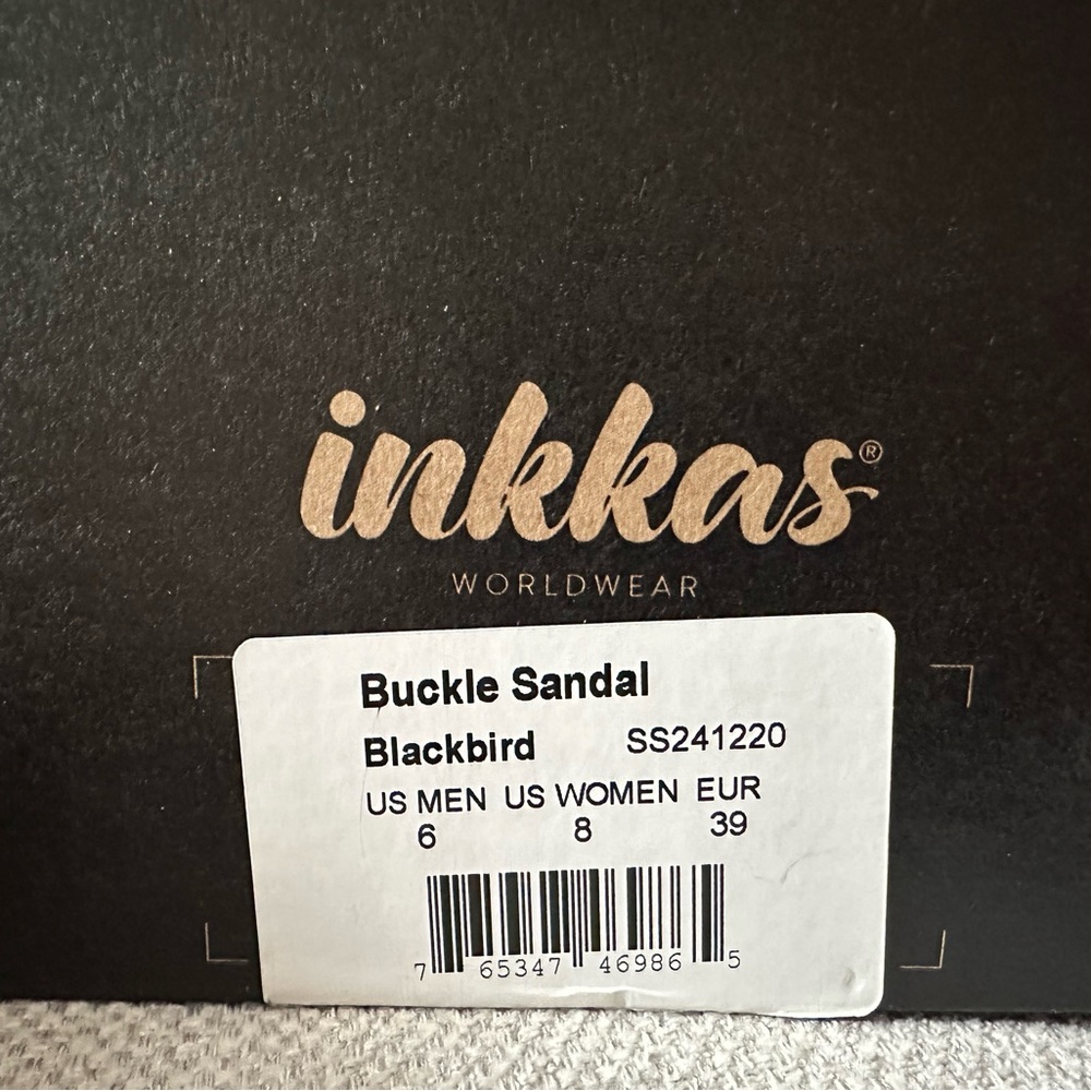 Black, White, Color Print Buckle Inkkas Sandals - Picture 5 of 5